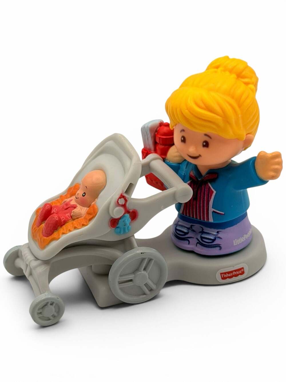 Fisher-Price Little People Mom with Baby in Stroller Figure Set